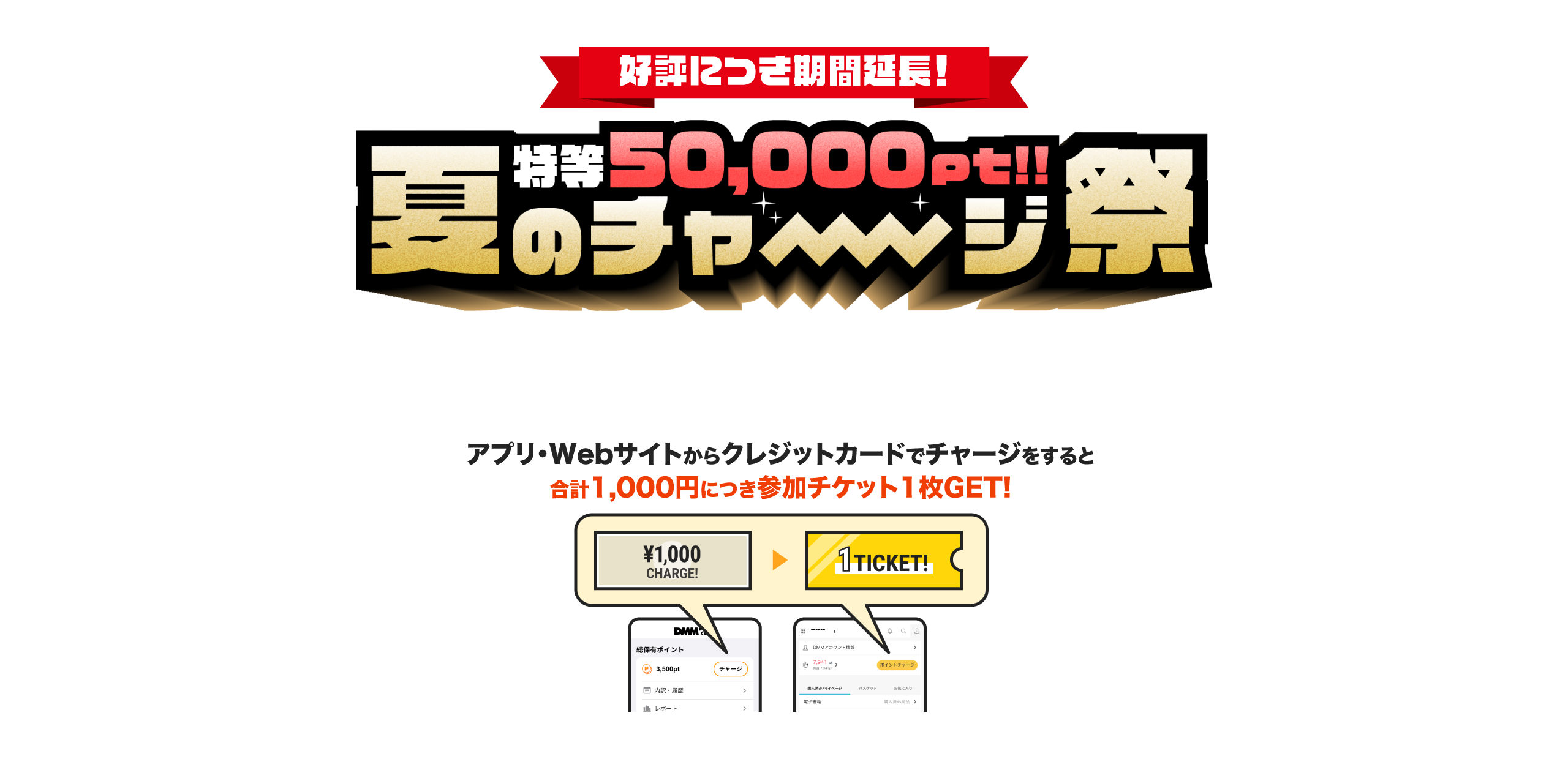 最大50,000ptが当たる!夏のチャージ祭